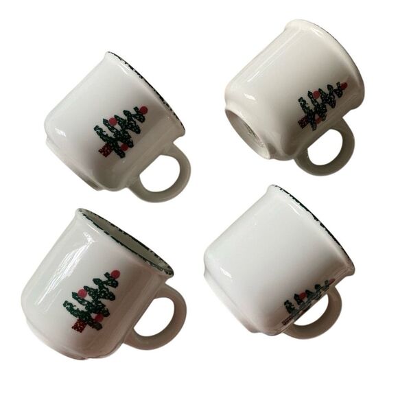 Set of 4 Furio Christmas Tree Sponge Pattern Mugs Cups Made In Italy vintage - Picture 1 of 7